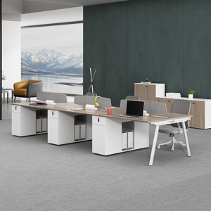 
E0 level office desk and chair combination simple modern booth 2 double 4 4 ​​6 six-person staff desk office screen workspace