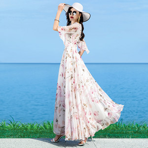 
Fashion super fairy chiffon dress long bohemian georgette first love temperament lady beach skirt long skirt