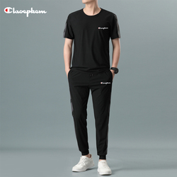 Champion Couple Summer Casual Sports Suit Men's Loose Tide Brand Ice Silk Short-sleeved T-shirt Shorts A Set Of Matching