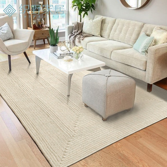 Handwoven wool carpet living room sofa coffee table bedroom square