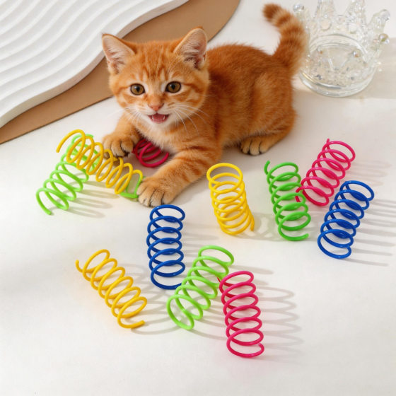 
New universal cat toys colorful spring 4-piece set popular bite-resistant and durable self-pleasure and boredom relief toys for cats and dogs