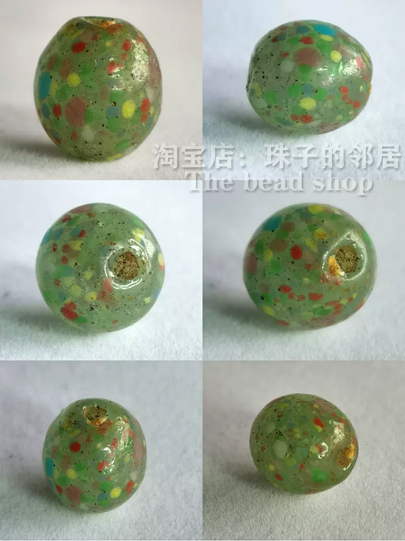 H76-A01 清代点彩老琉璃珠手串配珠古代玻璃珠约11*12mm-Taobao