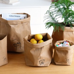 Washable Kraft Paper ins Style Refrigerator Kitchen Fruit Food Storage Bag Flower Pot Cover Cartoon Eco-Friendly Paper Bag