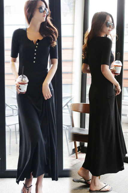 Spring and Autumn New Korean Style Long Sleeve Dress Women's Modal High ...