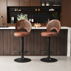 Modern Solid Wood Backrest Bar Stool, Swivel Lift Chair, Vintage Island Bar Chair, Home Front Desk Chair, High Stool