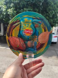 Summer Pp Plastic Double-Sided Potato Chip-Shaped Portable Hand-Cranked Dance Fan, Universal, Can Be Hung, Not Easily Broken, Gift