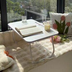 Cute Bed-Side Table for Students, Foldable Computer Desk for Dormitory, Home-Use Bay Window Desk, Study Small Table Board