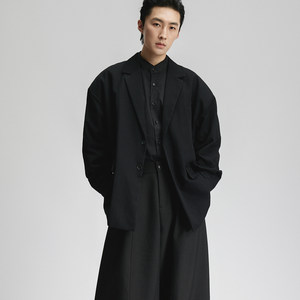 
Miki Kobayashi Retro Simple Casual Suit Jacket Men's Loose and High-end Silhouette Suit Draped Artistic Trend