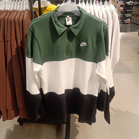 
Genuine Nike/Nike men's semi-zipper contrasting color sports and casual long-sleeved Polo shirt T-shirt FB7798-100
