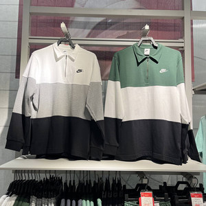 
Genuine Nike/Nike men's semi-zipper contrasting color sports and casual long-sleeved Polo shirt T-shirt FB7798-323