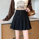 New high-waisted gray pleated skirt for women plus size fat mm slimming A-line skirt autumn and winter fat black short skirt