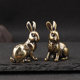 Retro brass pair of small lucky rabbits desktop decoration small ornaments twelve zodiac rabbit tea pet couple ornaments crafts