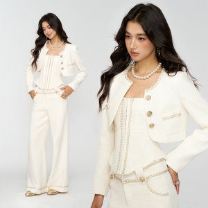 
4muggle'Fragrant Milk Goose' small fragrant three-piece French suspenders sexy trousers slim jacket for women
