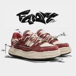 Fgmm Invisible Height Increase 7cm Thick-Soled Dissolving Shoes for Men and Women, Sports and Leisure Sneakers, Red Washed Canvas Shoes