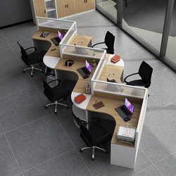 Office Desk and Chair Combination Screen Studio Corner Card Slot 3-Person Direction 6 Corporate Table Company 5 Corner Bend W Special-Shaped