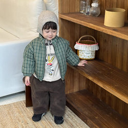 Baby Plaid Cotton Clothing, Retro Style Clothes, Winter Suit, Trendy Cotton Jacket for Boys, Thickened Coat for Baby Boys
