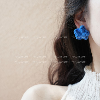 Braided playful girly sweet retro blue earrings
