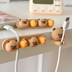 Desktop cable organizer, cute Kapibara data cable storage holder, charging cable, headphone anti-tangle organizing clip