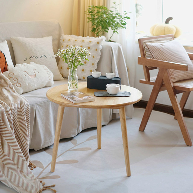 Solid wood small round table Nordic simple modern combination coffee ...