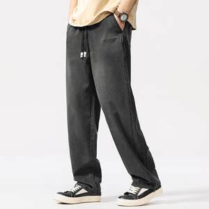 
CNC American Lyocell washed jeans for men, loose, straight, simple, trendy, handsome, casual, versatile gray trousers