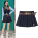 Meng Jia's same style pleated skirt 2024 winter new miu style college style double belt skirt high waist short skirt for women