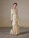 ONMOON Autumn and winter irregular velvet a-line skirt 2024 new versatile draped warm long skirt for women