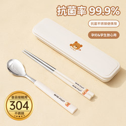 Children's Chopsticks and Spoon Set for One Person, Cute Portable Tableware for Students and Office Workers, Eco-Friendly Storage Box 729