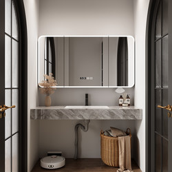 Bathroom Cabinet with Washbasin, Sink Cabinet Combination, Washbasin with Seamless Integrated Ceramic Rock Slab, Bathroom Cabinet with Washstand