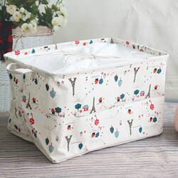 Large Cotton and Linen Drawstring Fabric Snack Storage Box, Bed Storage Basket, Wardrobe Folding Organizer, Clothes Storage Box