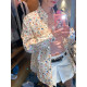 Luo Luosuke white denim outer female 2024 new printed early spring wear coat small and short jacket