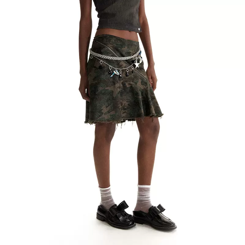 贈り物 Cut Vertical 24SS CONP Camouflage 非常规剪裁迷彩半身裙 Skirt スカート