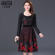 Gu Beisha spring and autumn mesh embroidery stitching handmade nail pearls thin mother dress banquet dress
