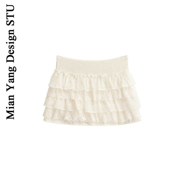 Cotton sweet little girl lace piled with miniskirts lolita princess ins pure cake skirt prevent exposure