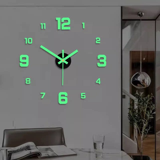 No punching hole luminous wall clock simple fashion creative decoration ...