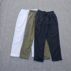 
Elastic waist tie cotton and linen loose straight pants spring and summer thin high waist slim harem style slightly tapered women's curled casual pants