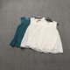 Daily single spring and summer square collar sleeveless polka dot waist pleated sexy large size loose slimming rear button hollow chiffon shirt
