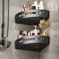 No-Drill Bathroom Corner Shelf, Wall-Mounted Storage Rack for Washbasin, Toilet, and Kitchen