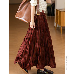 
Produced by Xiaoer, heavyweight velvet! Mosaic embossed + texture wrinkle/petal hem elastic waist skirt for women