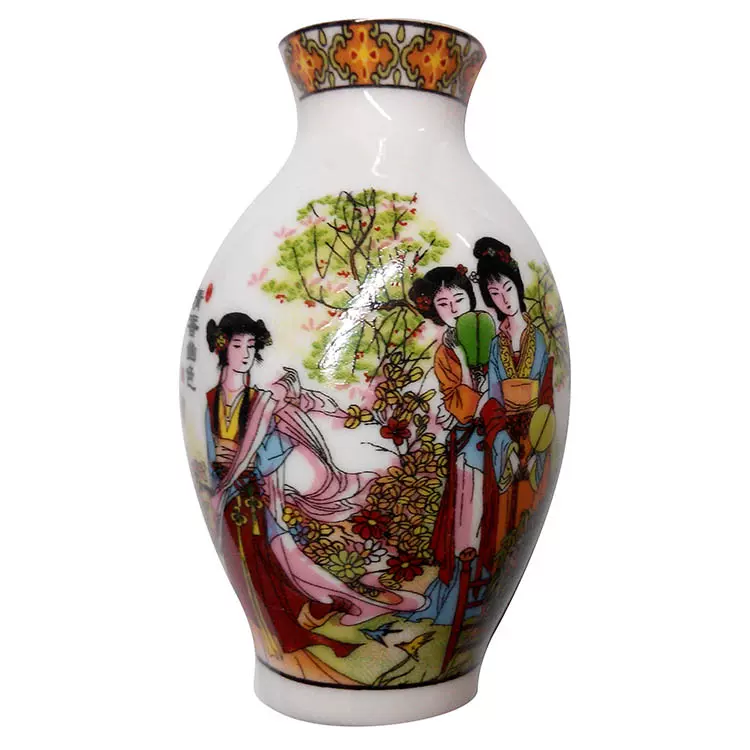 美女陶瓷冰箱贴中国风磁贴半边花瓶青花美女复古个性创意家居装饰-Taobao