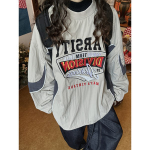 
C2 homemade/functional style outdoor color-blocked reflective strip long-sleeved T-shirts for men and women, autumn versatile drawstring tops, trendy