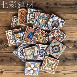 100X100 Retro Square Corner Tiles Antique Floral Pattern Restaurant Kitchen Bathroom Border Matte Small Tiles 10cm