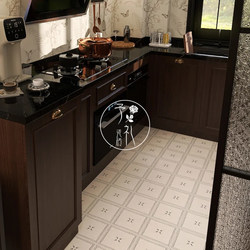 French-Style Small Floral Tiles 200 for Kitchen and Bathroom, Vintage Floor Tiles for Entryway, Balcony, Cream-Style Floor Tiles 300