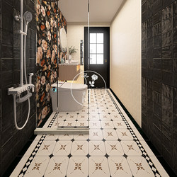 Yuli French Edge Tiles Home Floor Tiles Retro Bathroom Rose Tiles Pearl Glaze Wall Tiles 400X800