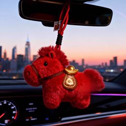 【Get Rich Soon】Year of the Horse Car Hanging Ornament 2026 New Year Decoration Lucky Charm Festive New Year Greetings