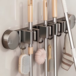 Suction cup mop wall hanging clip bathroom storage