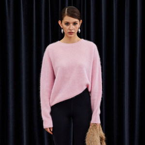 
BlingCharm* Merino 100% pure wool skin-friendly simple round neck autumn and winter loose pullover sweater