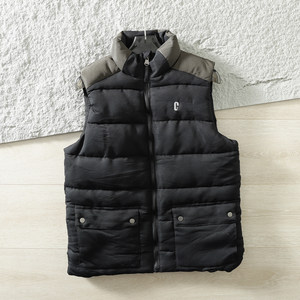 
North American tail goods three-proof Oxford cloth thickened plus velvet warm autumn and winter men's stand-up collar casual quilted cotton vest vest