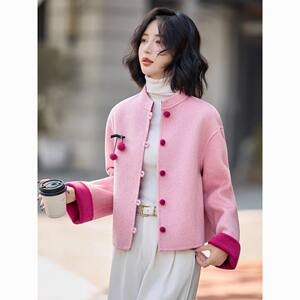 
New Chinese style double-sided wool coat 2025 autumn and winter new style high-end sweet little short style