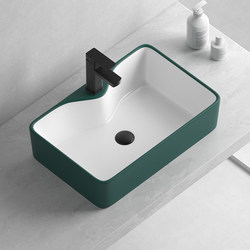 Nordic Minimalist Green Countertop Basin, Light Luxury Washbasin, Bathroom Ceramic Washbasin, Washstand, Sink