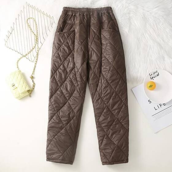 
Down pants for women to wear as outerwear 2025 winter new popular pants for middle-aged and elderly mothers plus velvet and thickened harem cotton pants